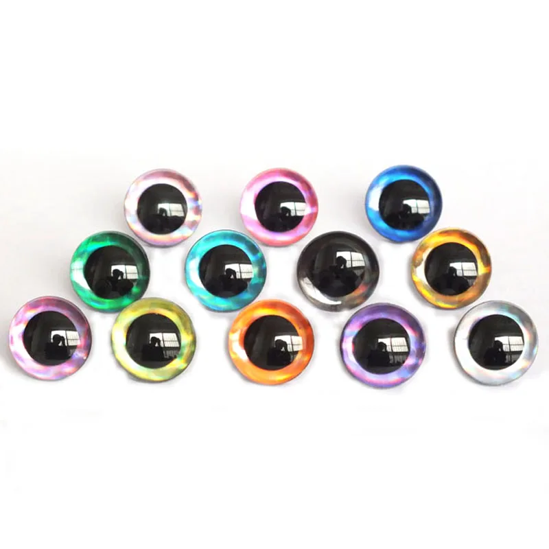 20 Stück 12 Arten Farben 9 mm 12 mm 14 mm 16 mm 18 mm 20 mm 25 mm 30 mm 35 mm Trapez-Spielzeugaugen 3D-bunte Sicherheitspuppenaugen für DIY-Handwerk – Detail 1