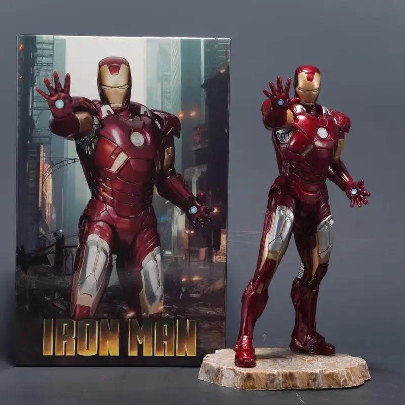 

Marvel Iron Man Action Figure 23CM PVC Painted Statue Energy Wave Pose Collectible Movie Peripheral Desktop Decor Gift For Fans