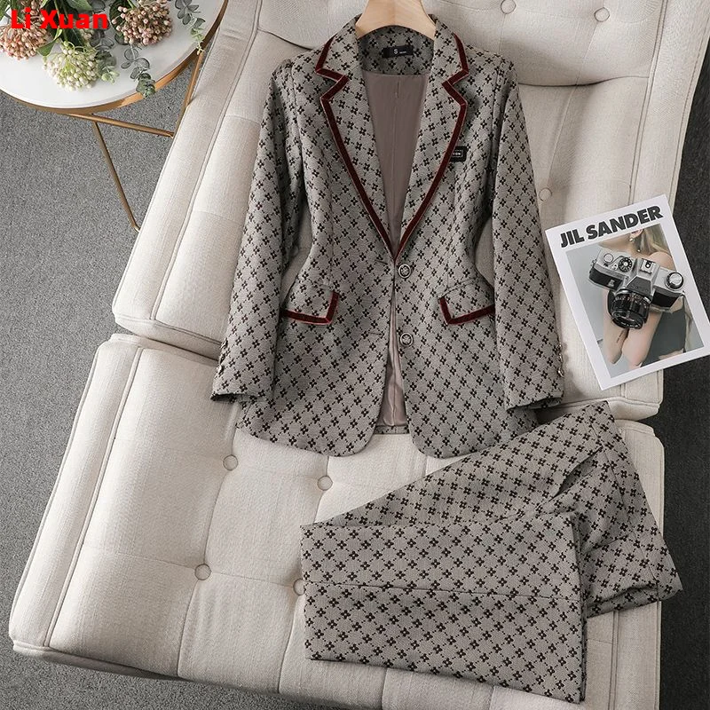 2024 Autumn High Quality Ladies  Blazer Sets  Pants Jacket  Khaki Korean Fashionable Women Suits Work Wear Office spring Casual