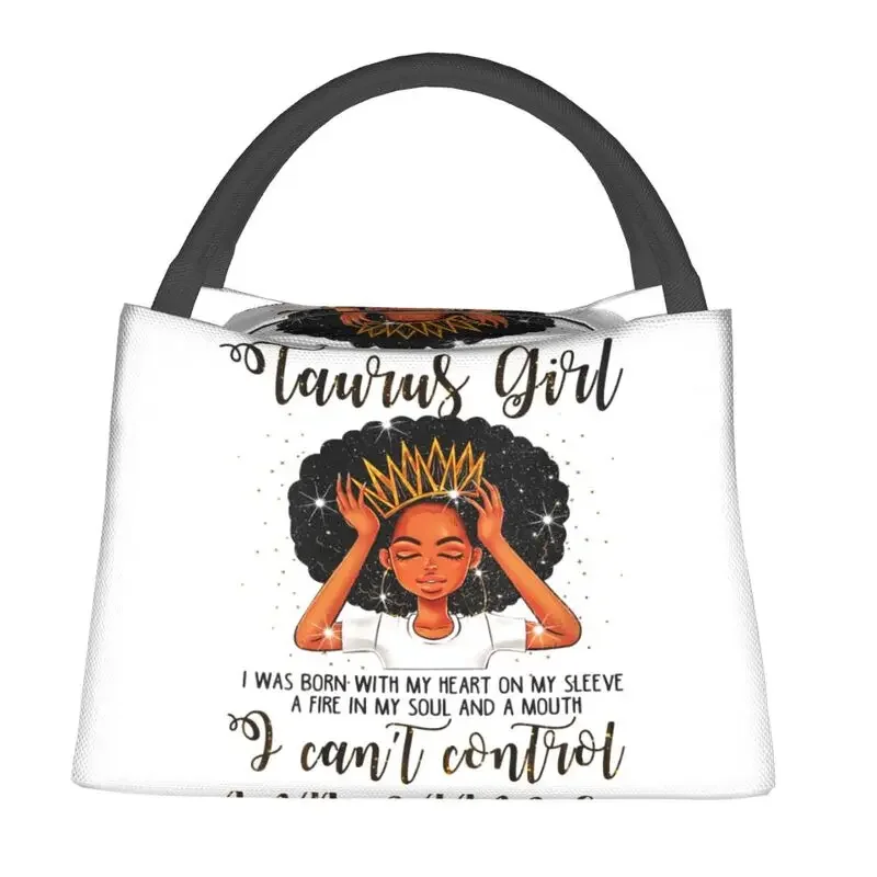 African Women Black Girl Insulated Lunch Tote Bag Portable Cooler Thermal Bento Box For School Work Picnic Food Tote Bags