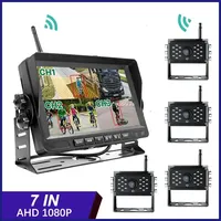 7 inch Wireless DVR 4 Split-screen Truck Monitor AHD 1080P Night Vision Reverse Backup Recorder Wifi Camera