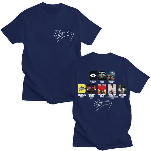 Imagen 2 del producto Camisetas con portada del álbum de música del rapero Bad Bunny para hombre y mujer, camiseta de moda Harajuku de Hip Hop, camiseta informal de algodón de gran tamaño, ropa de calle