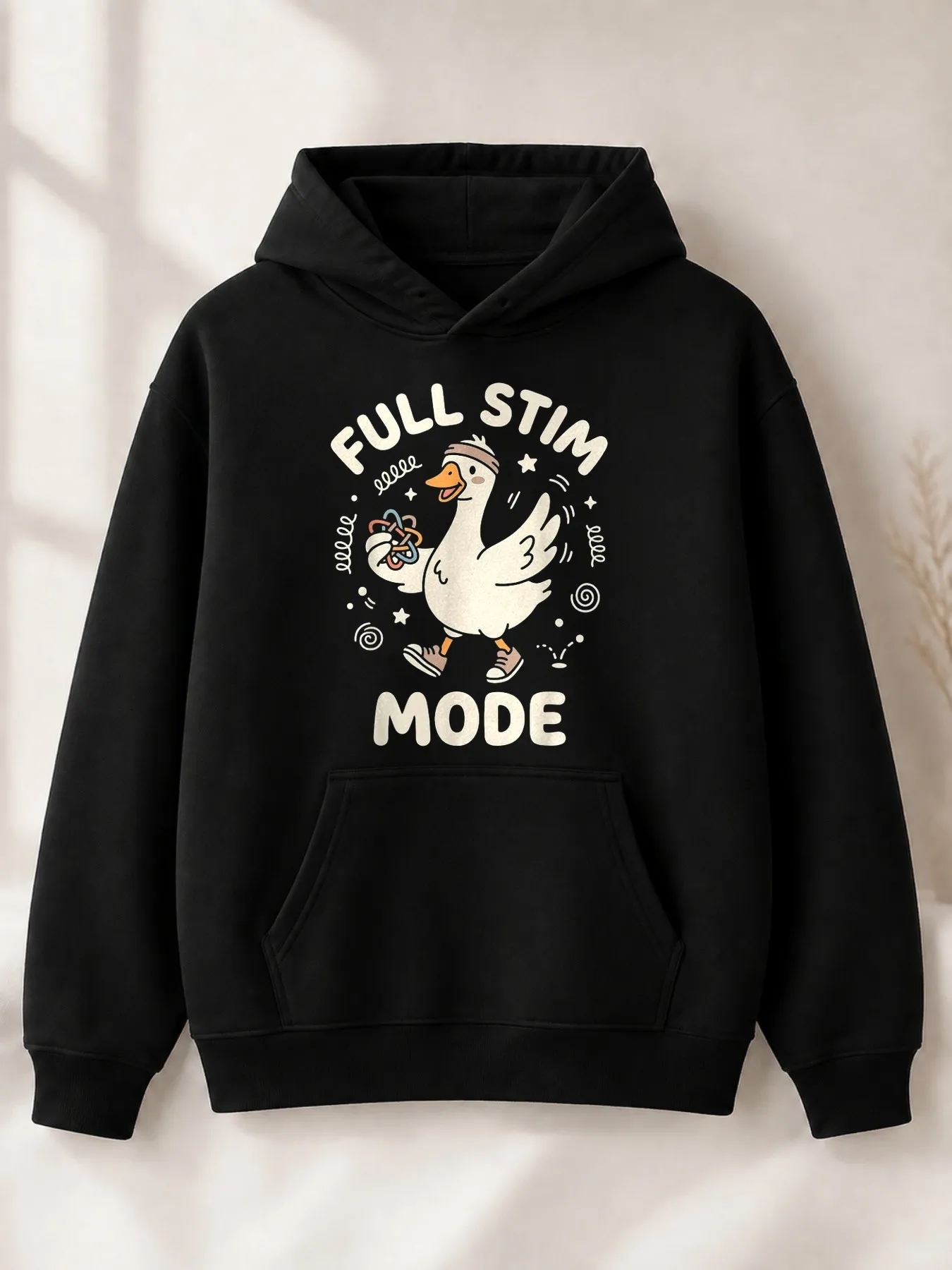 Casual and Fun Men's Hoodie, with a Duck Design Featuring Fingertip Toys for All-Round Stimulation, Suitable for Everyday Autumn and Winter Wear, a Gift for Neurodiverse Friends or Self-Care Enthusiasts