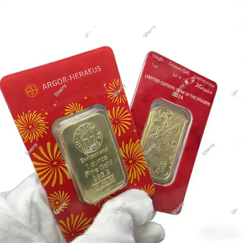 Swiss Gold Bars Snake  Argor Gold Bar Orange 1\2.5\5\10g Gold Bar Non-Magnetic Copper Bullion Investment Collectible Gift Crafts