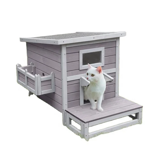 

2025 Most Popular Outdoor Waterproof Cat House Wood Plastic Material with Custom Logo Animal Pattern for Dogs Small Animals