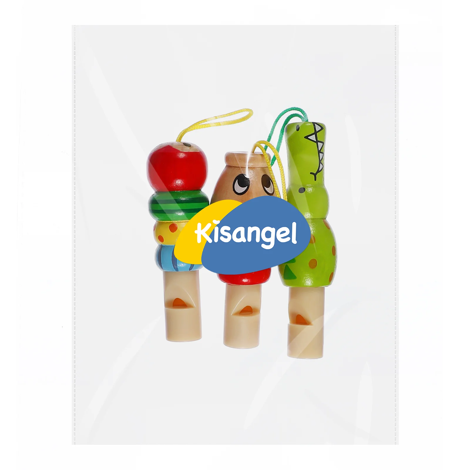 3 Pcs Animal Whistle Kids Party Whistles Baby Children’s Cartoon Small Wooden Toys Lasting Smooth Burr Free Lanyard