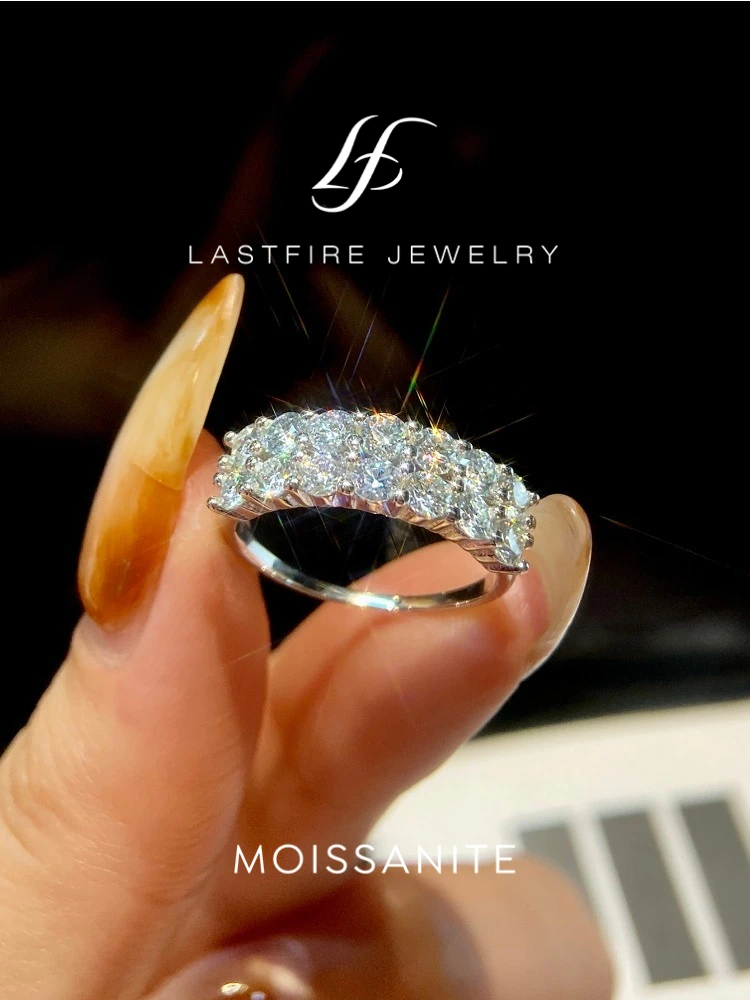 KNB Luxury 1.4ct D Color Moissanite Diamond Ring for Women Real 925 Sterling Sliver Wedding Engagement Eternity Band Jewelry New