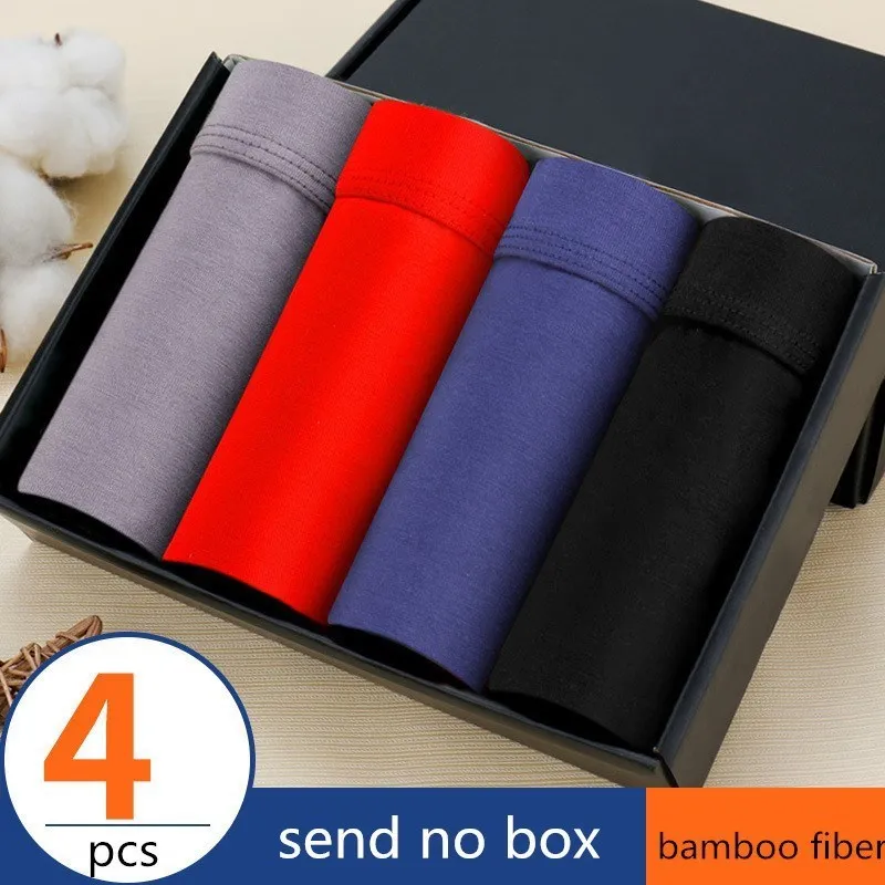 4pcs/lote de calcinha masculina fibra de bambu masculina boxers de roupas íntimas respiráveis ​​boxeador de porta -malas shorts de marca de marca de marca mais tamanho 5xl