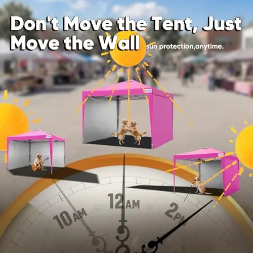 10x10 Pop Up Canopy Tent with 2 Sidewalls | Instant Setup Gazebo for 1 Person, Portable & Compact, Waterproof, Ideal