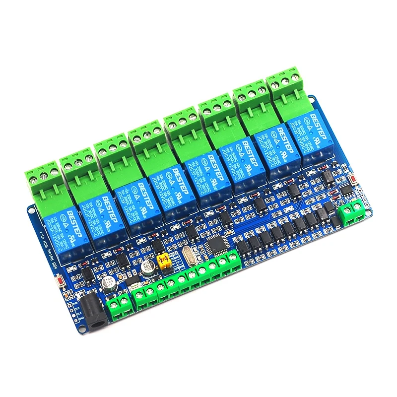 Módulo de relé TTL para Arduino RS485 modbus-rtu, controlador de interruptor de retardo de 8 canales, controlador Industrial PLC, 12V, 8 bits