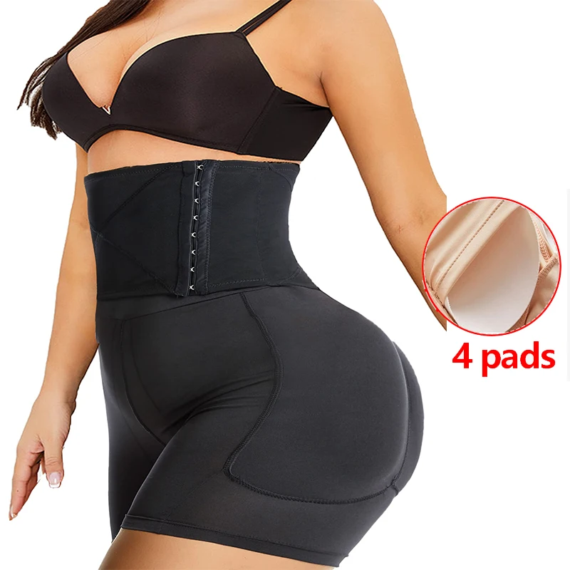 Women Sexy Underwear 4 Pads Panties Seamless Buttocks Hip Padded Corset Plus Size Shapewear Shorts Tummy Control Booty Enhancer