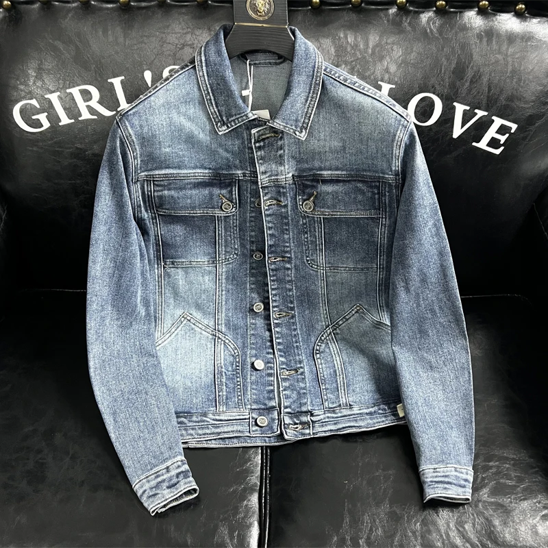 

Мужская джинсовая куртка American Style 2025: Новинка весна-осень, свободный крой, винтажный эффект, премиум-качество, с эффектом потертости, верхняя одежда