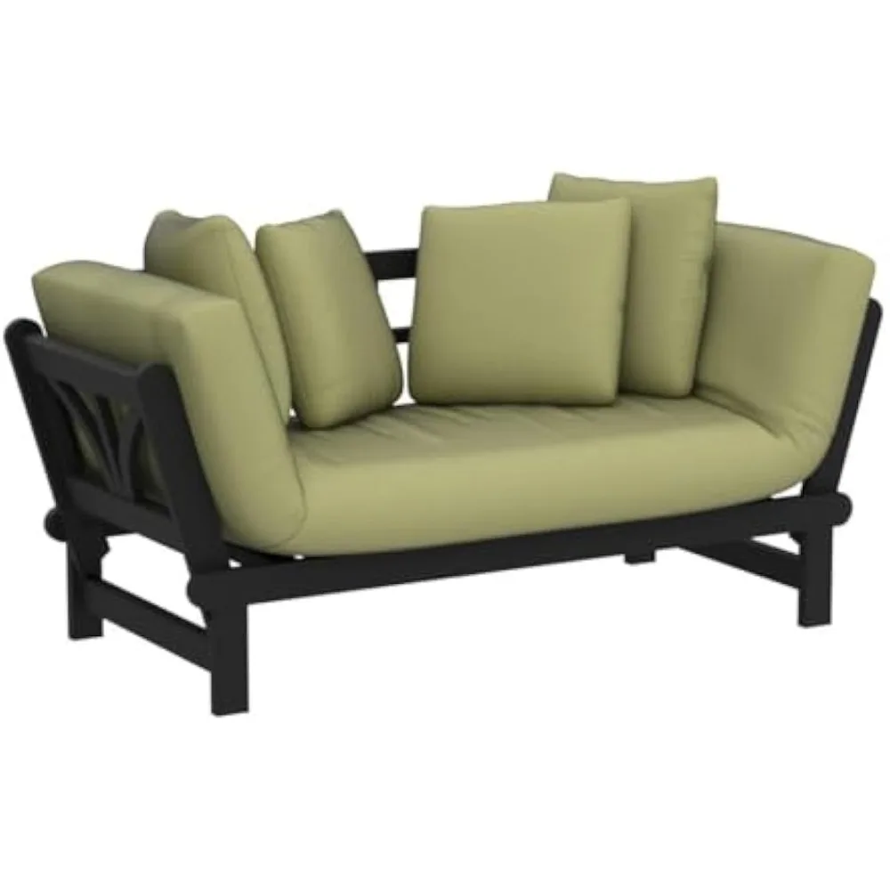 Outdoor Futon Converteerbare Bank, Ligbed, Diepe Stoel Verstelbaar Terrasmeubilair (Groen)