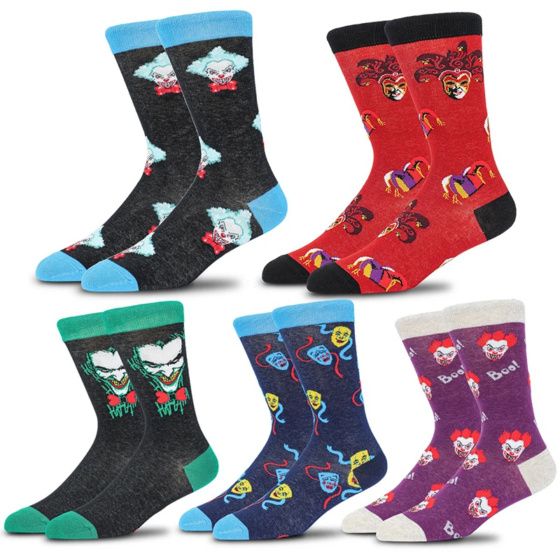 

Men's Dress Socks Casual Funny Combed Cotton Socks Colorful Crazy Cool Joker Devil Series Patterned Funky Trendy Novelty Sock