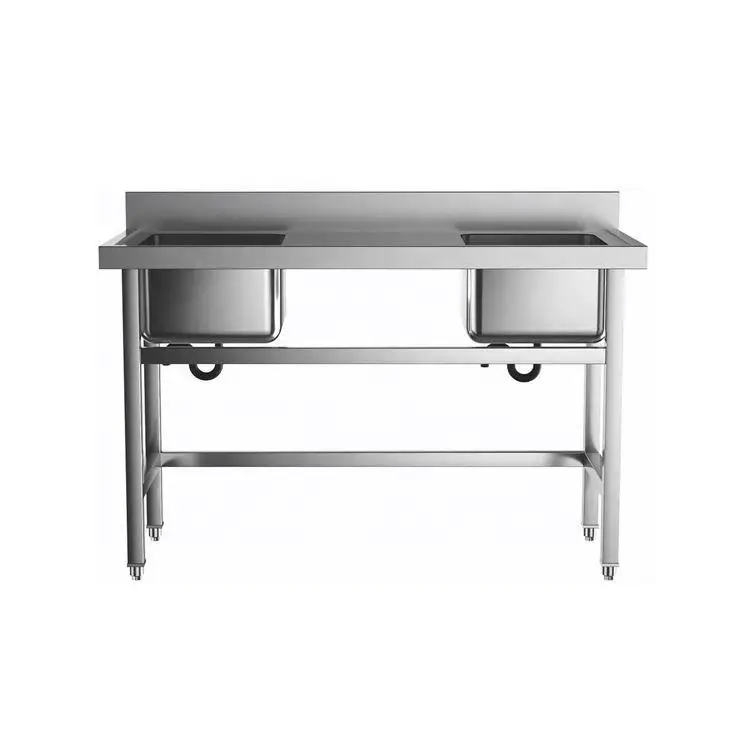 Customization Wholesale 2 Compartment Stainless Steel Sink Large Commercial Sink Double Bowl Kitchen Sink