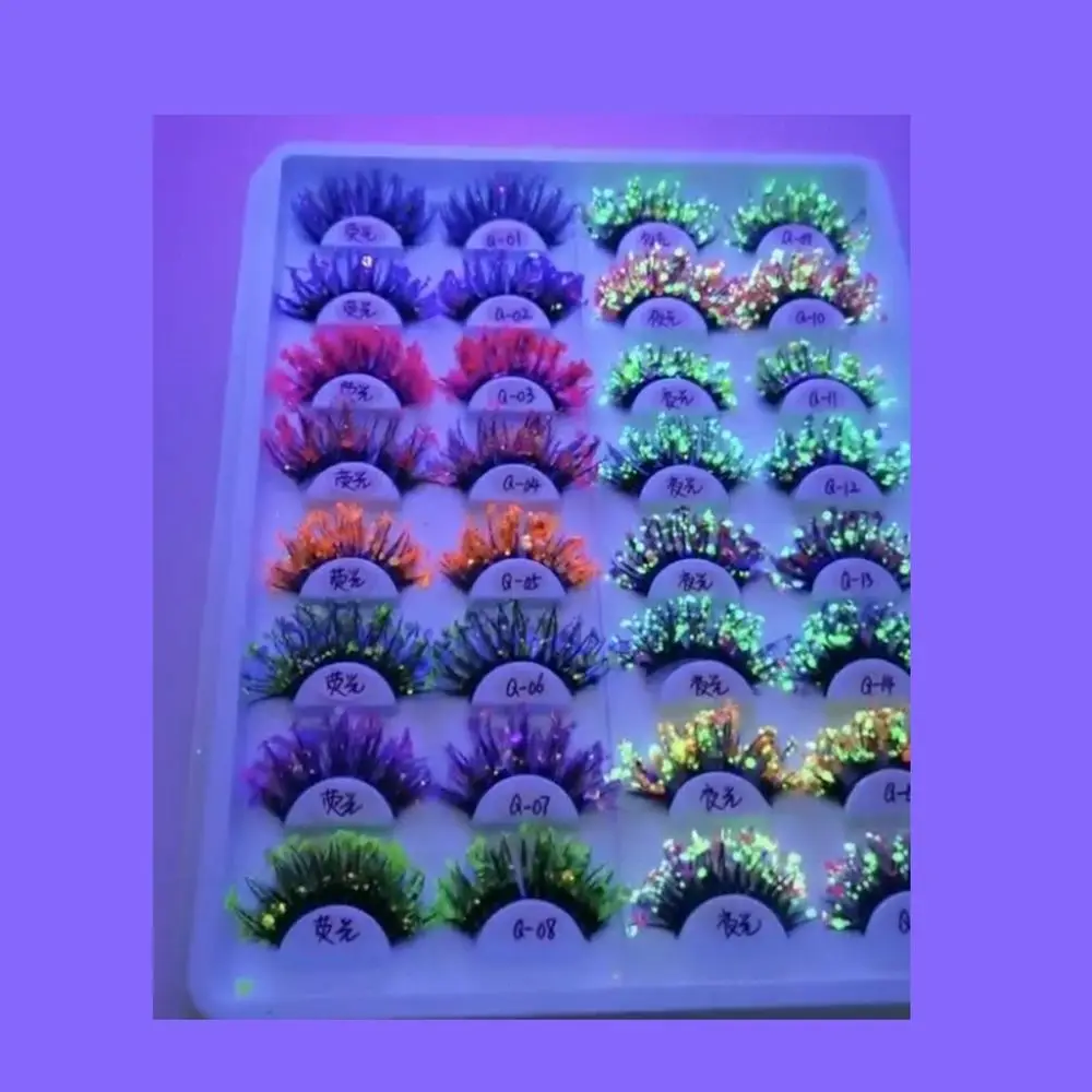 Femmes colorées faux cils scène maquillage fête faux cils Extension de cils cils lumineux paillettes cils colorés