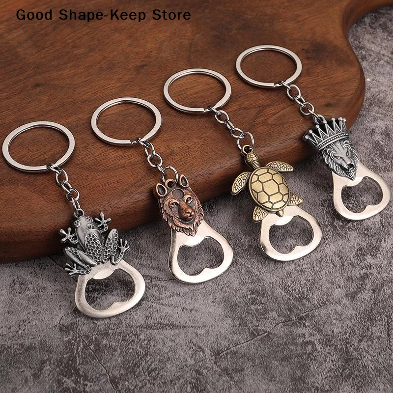 daily1PC Frog Wolf Turtle Lion Bronze Color Metal Bottle Opener Keyring Mini Pocket Beer Opener Key Holder Keychain