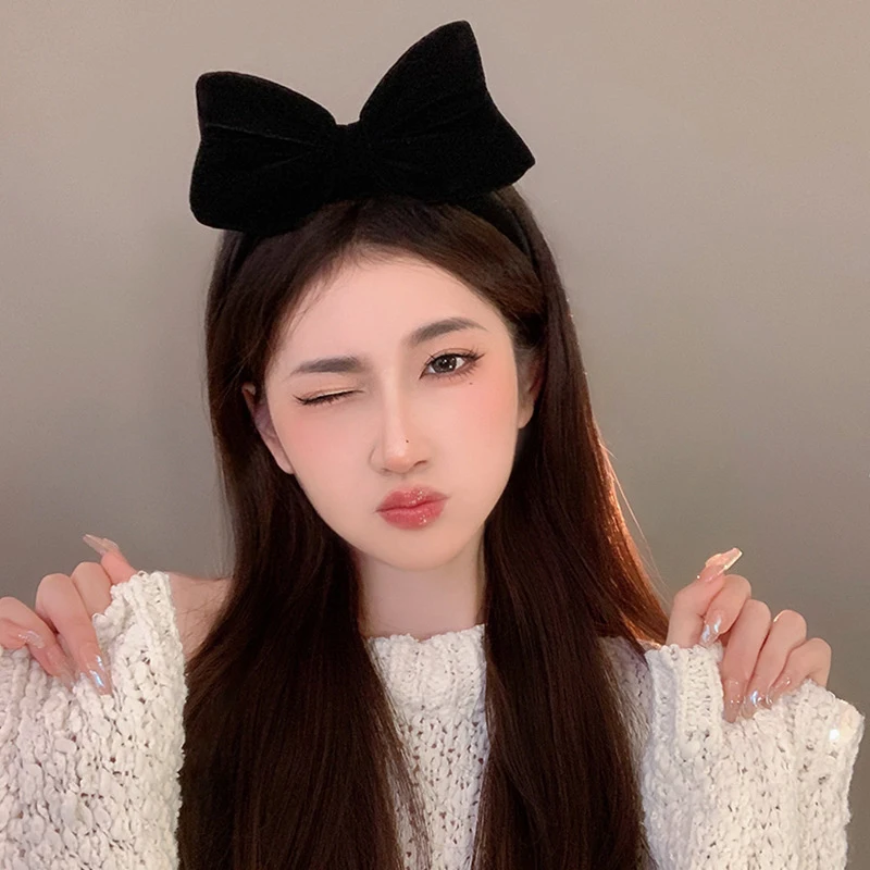 1PC Women Korean Style Fashion Headdress Black Bow Knot Hairband Temperament Elegant Headband For Girls Hair Accessories