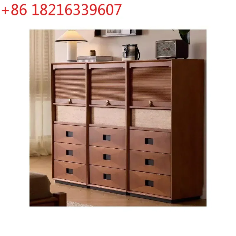 YAO Solid Wood High Chest Cabinet Bedroom Wall Storage Bed End Combination Multi Layer Drawer Antique Side Cabinet