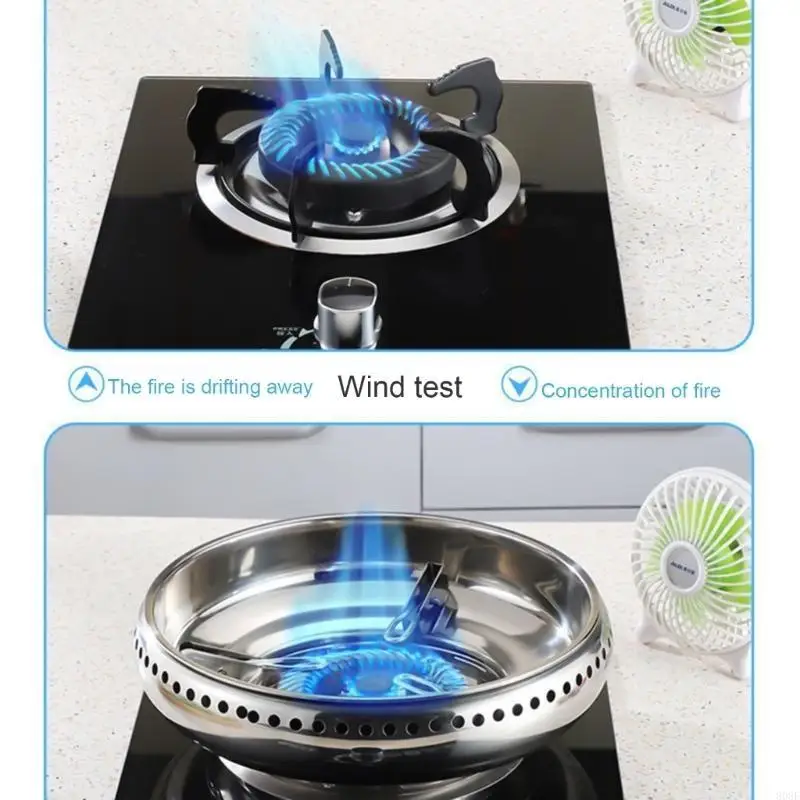 808F Gas Stove Windscreen Double Layer Wind Guard Gathering Cover Stainless Steel Texture Suitable for Kitchen Cooking