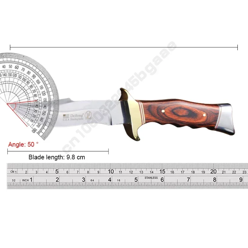DEHONG (USA) Painted wood handle high-end outdoor camping knife, jungle hunting knife, EDC tool knife