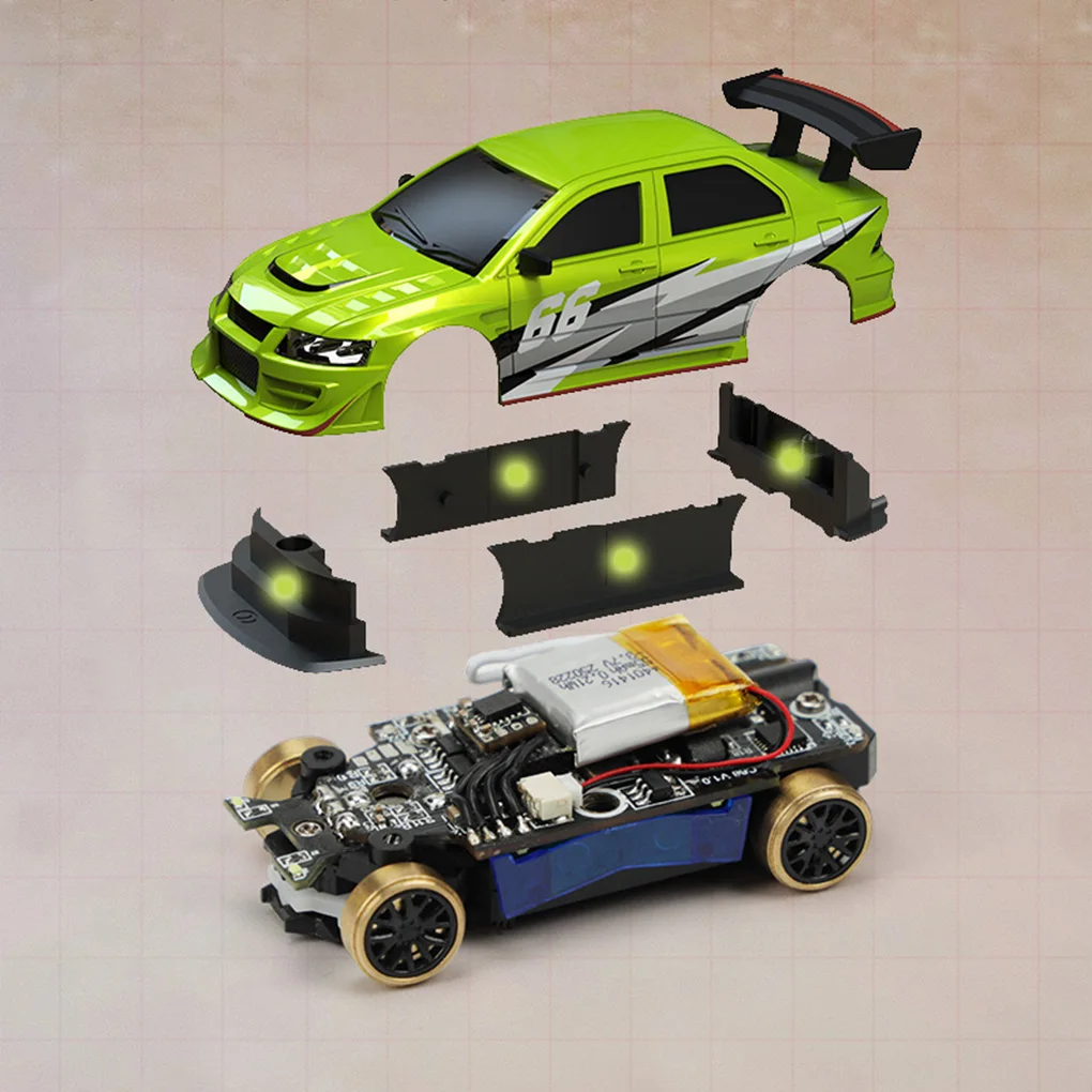 1/76 جديد توربو سباق كهربائي صغير كامل النسبي RC سيارة C66 محاكاة الانجراف سباق السيارات نموذج سطح المكتب الكبار لعب الأطفال #5