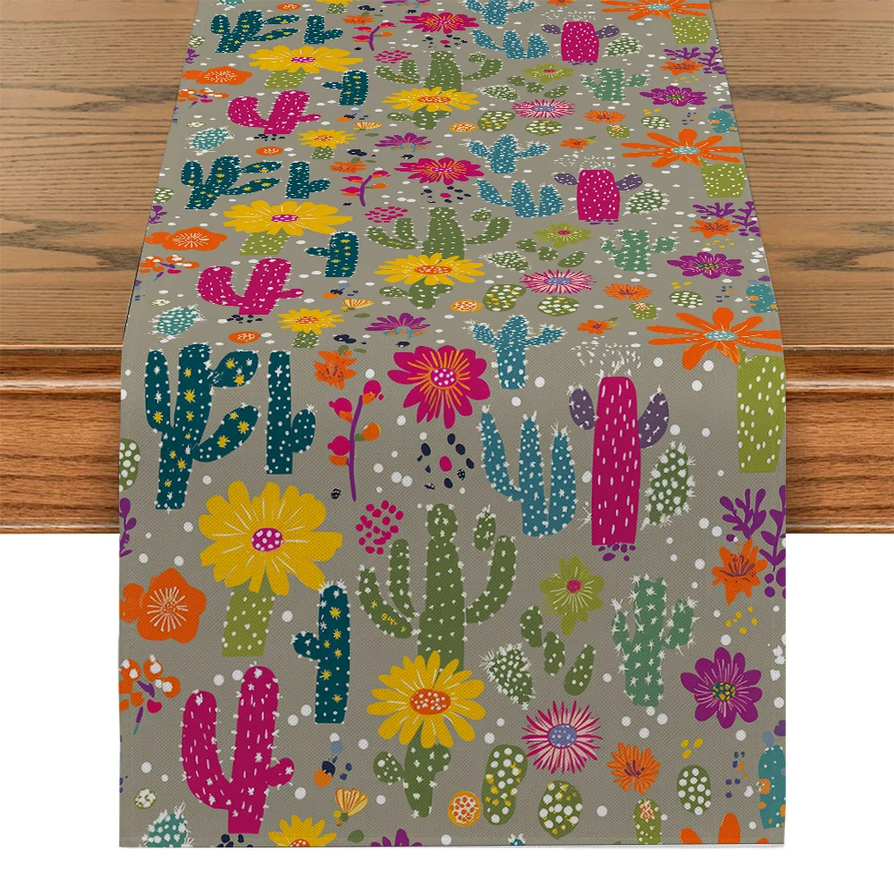 Plant Flower Cactus Table Runners Dresser Table Decor Washable Kitchen Dining Coffee Table Runner Party Decor