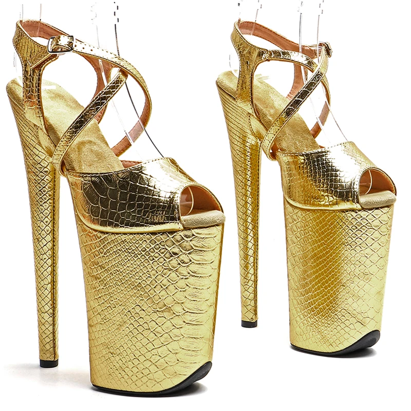 

Leecabe 23CM / 9inches Snake Upper open toe fashion Platform High Heels Sandals stripper heel Pole Dance shoes