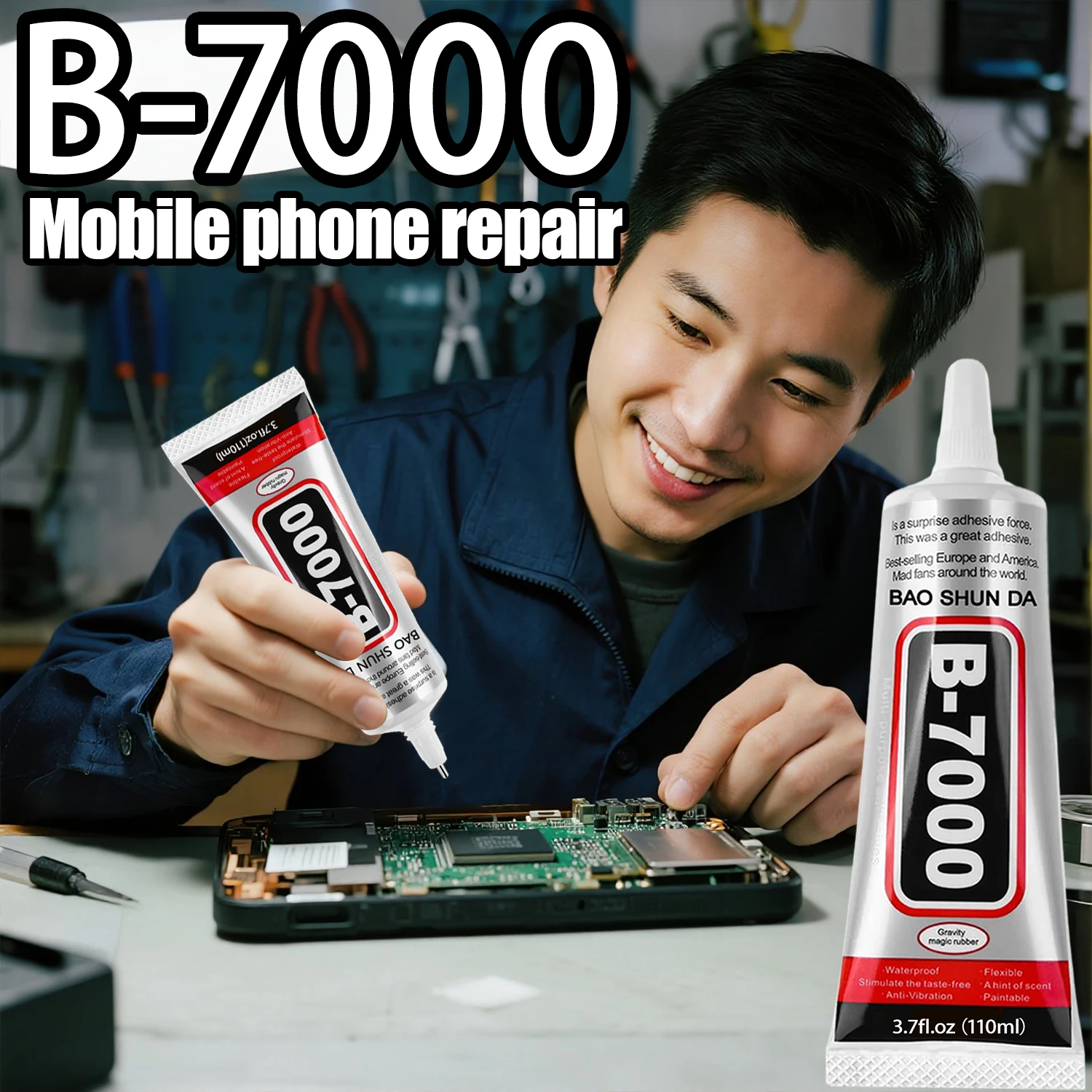 

B7000 GLUE Высокопрочный водонепроницаемый клей для экрана мобильного телефона, универсальный агент для склеивания стекла телефона, 15/25/50/110 мл