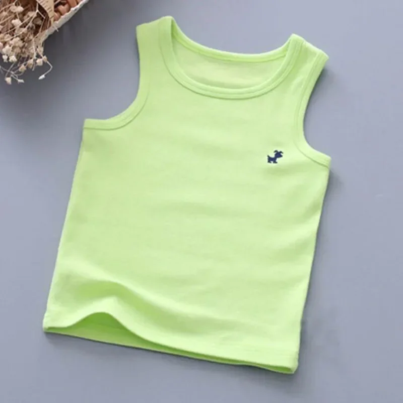 Fashion Children T-shirts for Girls Candy Color Baby Boys Graphic Tee Cotton Vest Tops Kids Summer Clothes Sleeveless T-Shirt