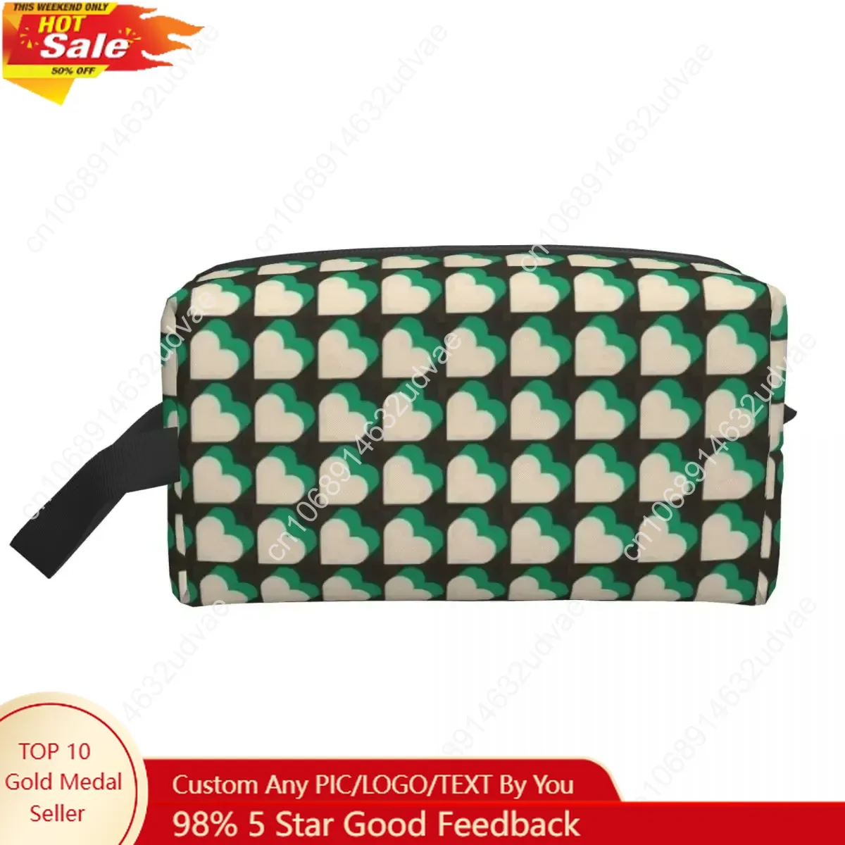 

Custom Love Hearts Orla Kiely Print Makeup Bag for Women Travel Cosmetic Organizer Storage Toiletry Bags Dopp Kit Case Box