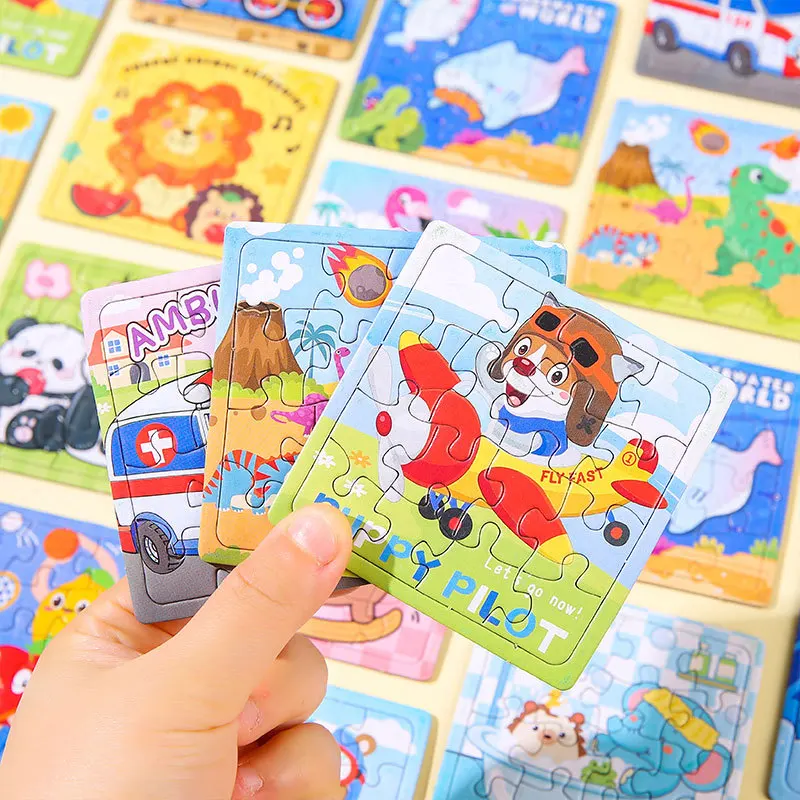 10Pcs Creative Cartoon Cute 16 Styles Mini Jigsaw Puzzle Children Paper Puzzle Baby Early Education Toys Kindergarten Gifts