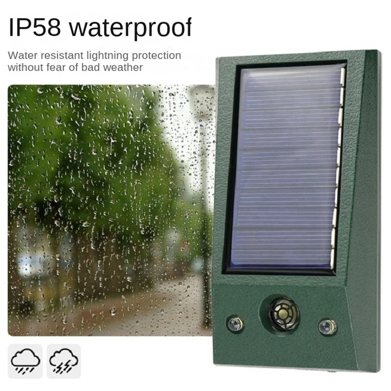 Solar Powered Ultrasonic Electronic Bird Repellent IP58 Waterproof Pigeon Deterrent Strong LED Flashing Pest for Yard Control