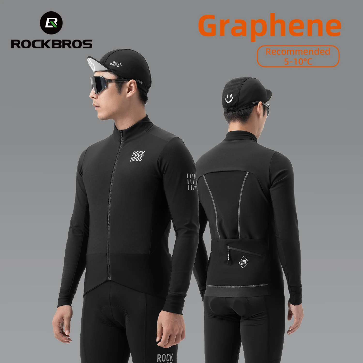 ROCKBROS Winter Cycling Jacket Windproof Heat Storage Graphene Jacket Warm Fleece Thermal Coat Outdoor Sports Cycling Clothing