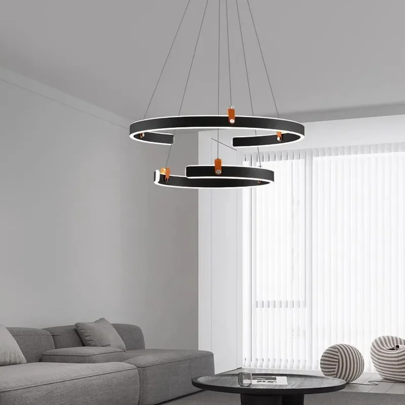 Modern Minimalist Circular Ring LED Pendant Light for Living Room Art Bedroom Lamp Decorative Fixture for Restaurant Bar Counter