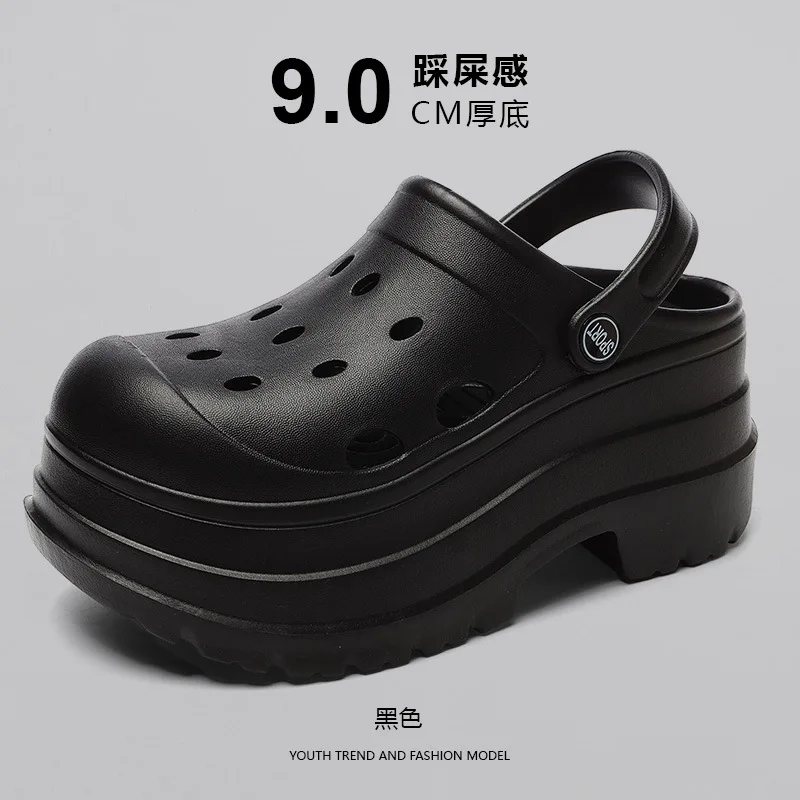 Women 9CM Platform Beach Sandals Waterproof Breathable Female Hole Slides Soft EVA Outdoor Slippers Ladies Thicken Sole Slides