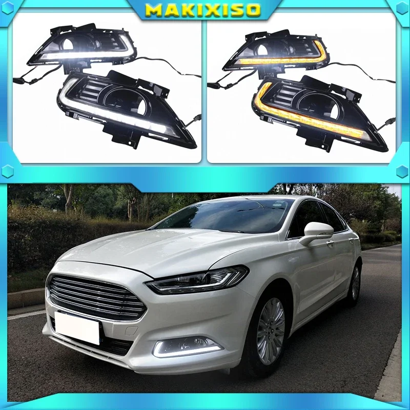 DRL For Ford Mondeo Fusion 2013 2014 2015 2016 Daytime Running Light LED Fog head Lamp cover styling white Daylight free ship