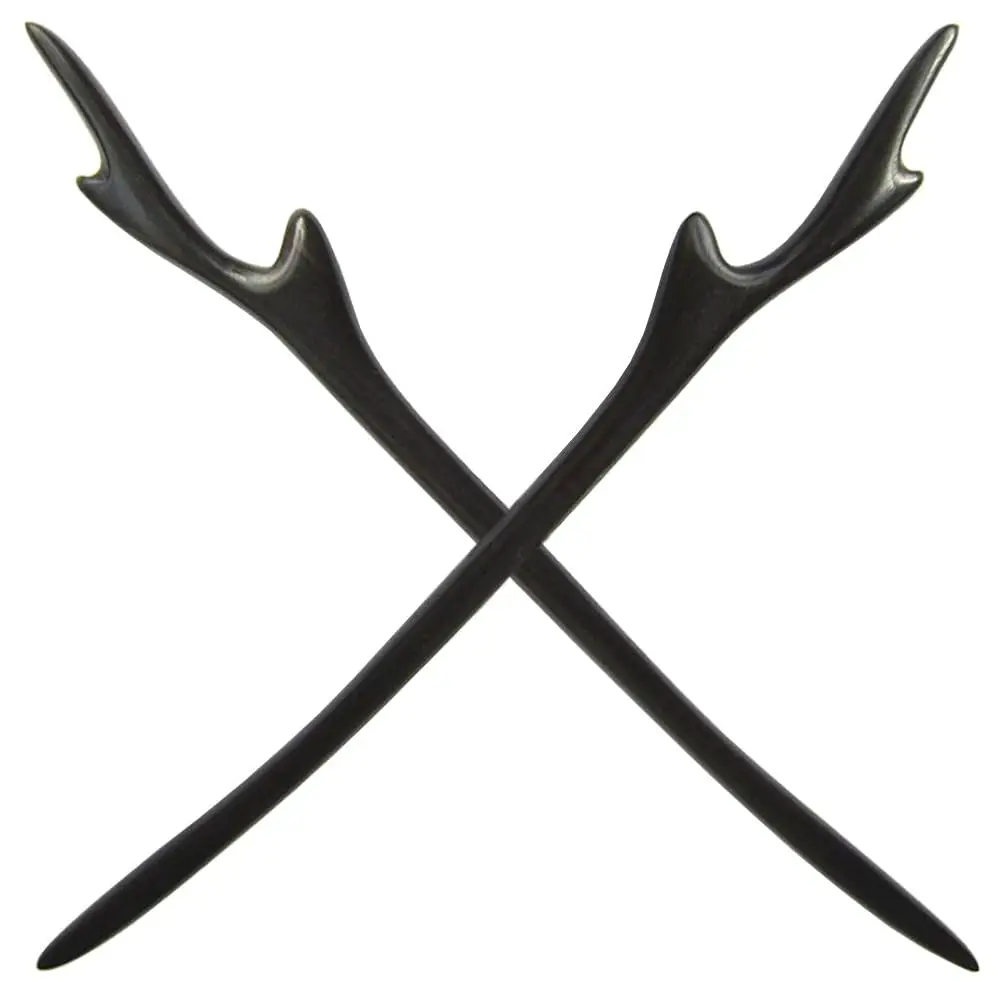 

2 Count Handmade Ebony Wood Carved Hair Decor Sticks Shawl Pins Picks Pics Forks for Women Girls Hair Updo Making Accessory