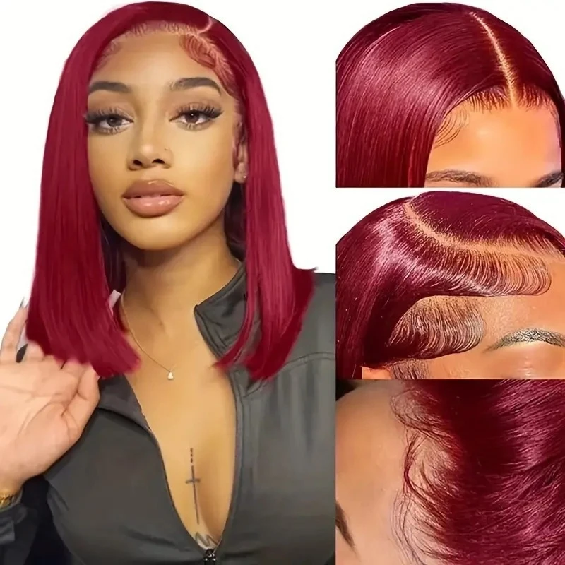 European and American fashion , bobo style, middle-parted short straight hair wig, lace front