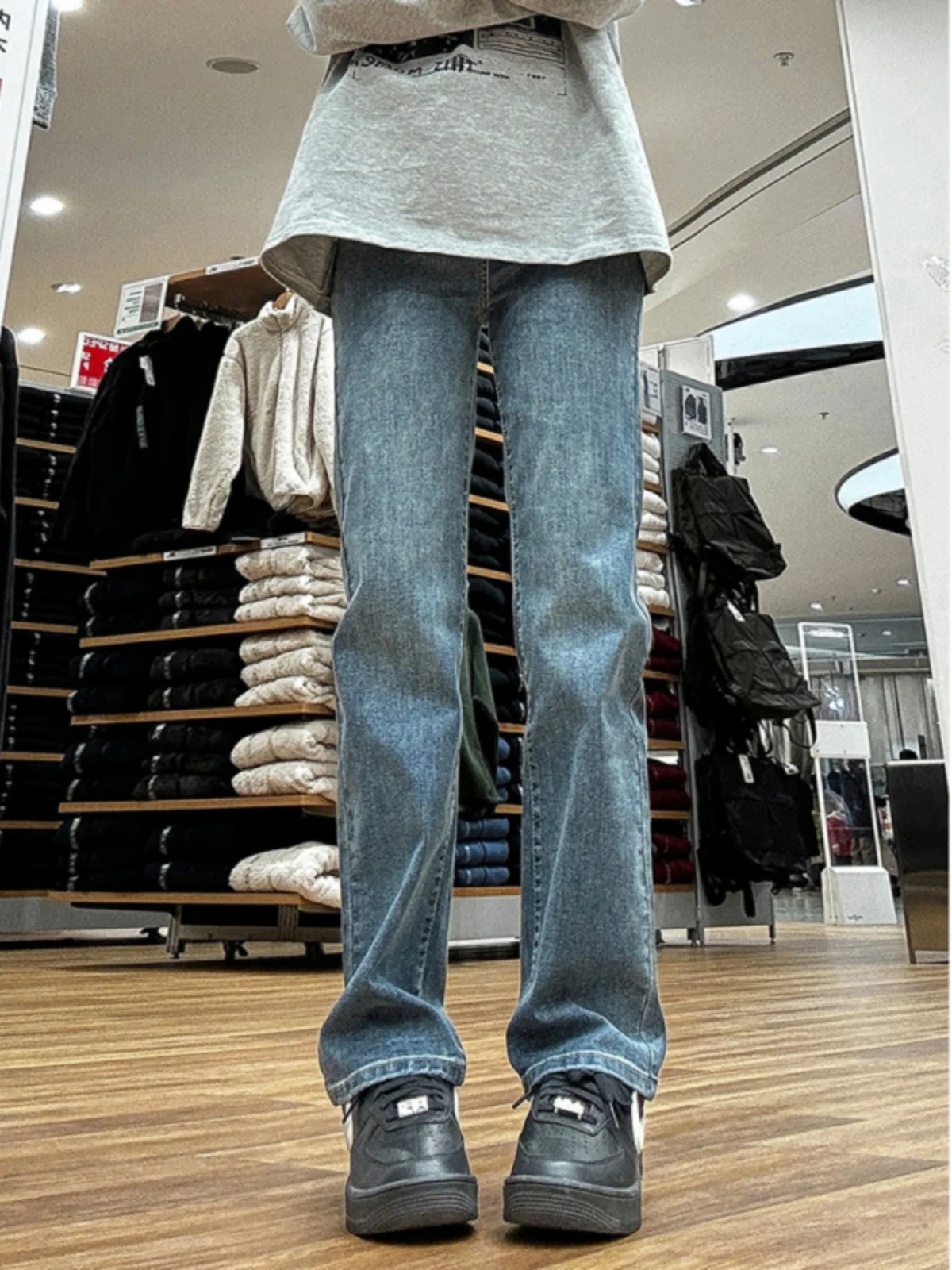 

Retro Blue Elastic Denim Jeans Men's Spring Autumn Sle Cleanfit Slimming Leg Lengthening Haome High Street Straight Leg ...