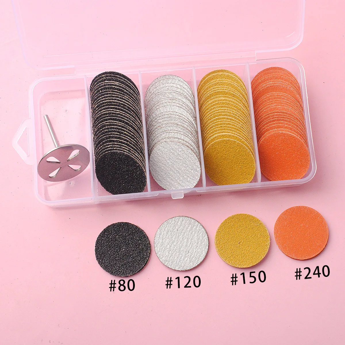 120pcs/box 4Grits 25mm Foot Cuticle Calluses Removal Replaceable Sanding Paper with 1pcs Pedicure Disk Pads Kits