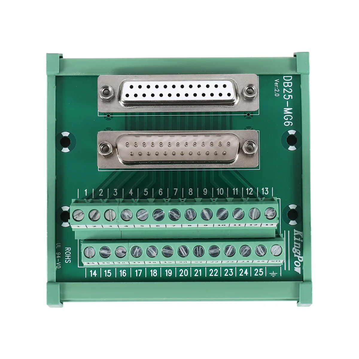 Módulo de interfaz de montaje en carril DIN DB25, placa de ruptura de conector macho/hembra