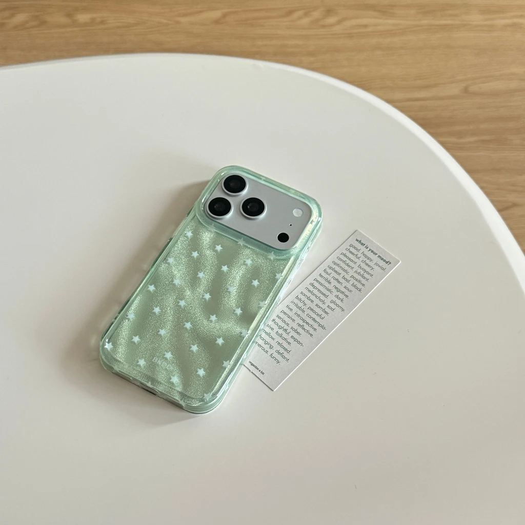 Frische Grüne Vollständig mit Sternen Bedruckte Dopamin Süße Mädchen Stoßfeste Schutzhülle für iPhone 18 17 16 15 14 Pro Max – Detail 8