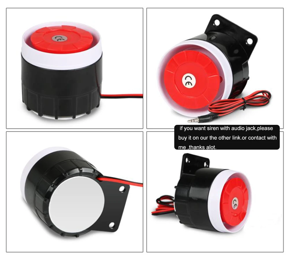 Red&Black Mini Wired 72mm Cable 120dB Loudly Siren Horn for Home Security Sound Alarm System DC12V-5V 1-10 pcs