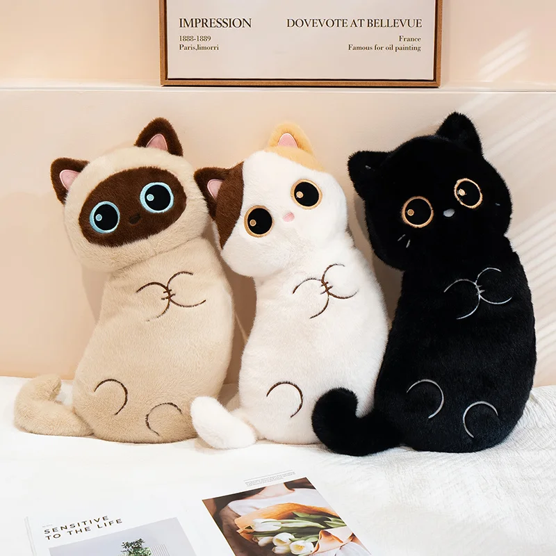 

Cartoon Cat Fatty Round Pillow Kawaii Stuffed Animals Cute Siamese Cat Plush Doll Baby Sleeping Cushion Funny for Kid Toy Gifts