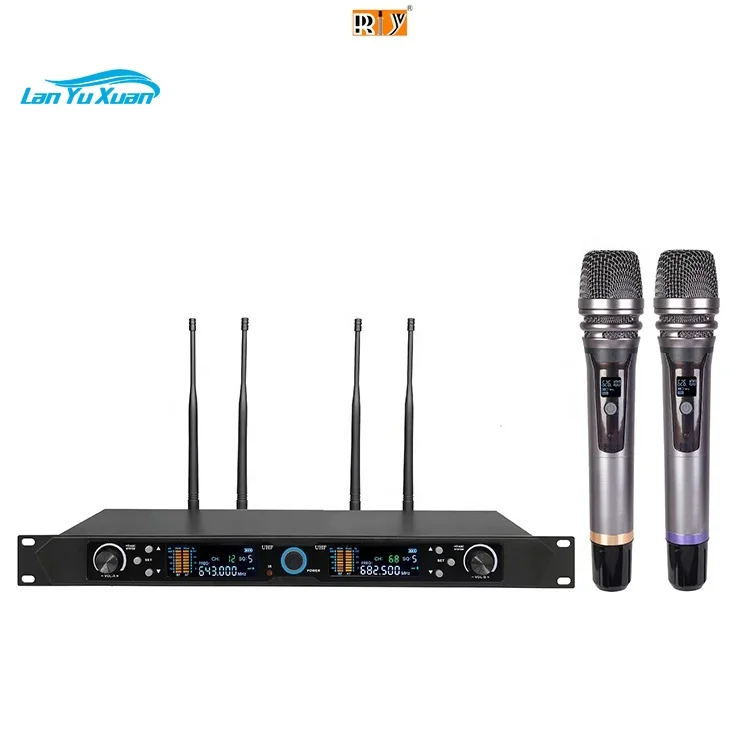 

RIY-0306 Professional Microphone Wireless Two Channels True Diversity Wireless Microphone for Lager Stage