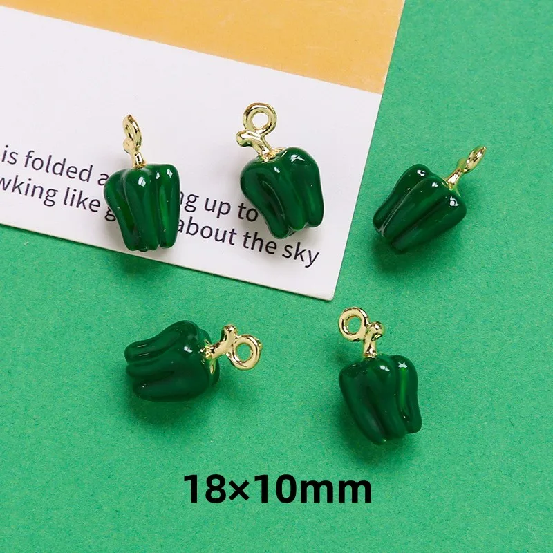 6pcs Fashion Metal Fruit Charms 3D Strawberry Banana Apple Pepper Pendant For Jewelry Making DIY Earrings Keychain Accessories
