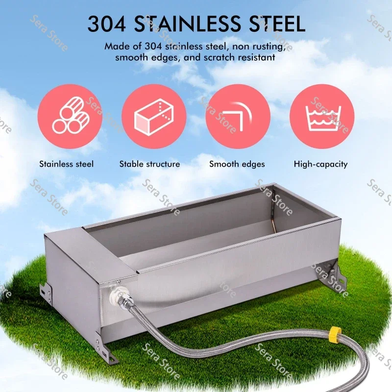 50cm Rectangle Stainless Steel Auto Water Trough with Float 7.5L Capacity for Poultry Cow Sheep Farm Water Supply