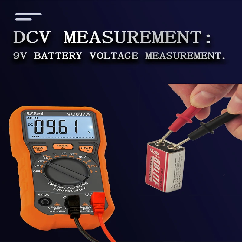 Vicimeter VC837A NCV True RMS Digital Multimeter DMM With Back-light And Analog-bar Display