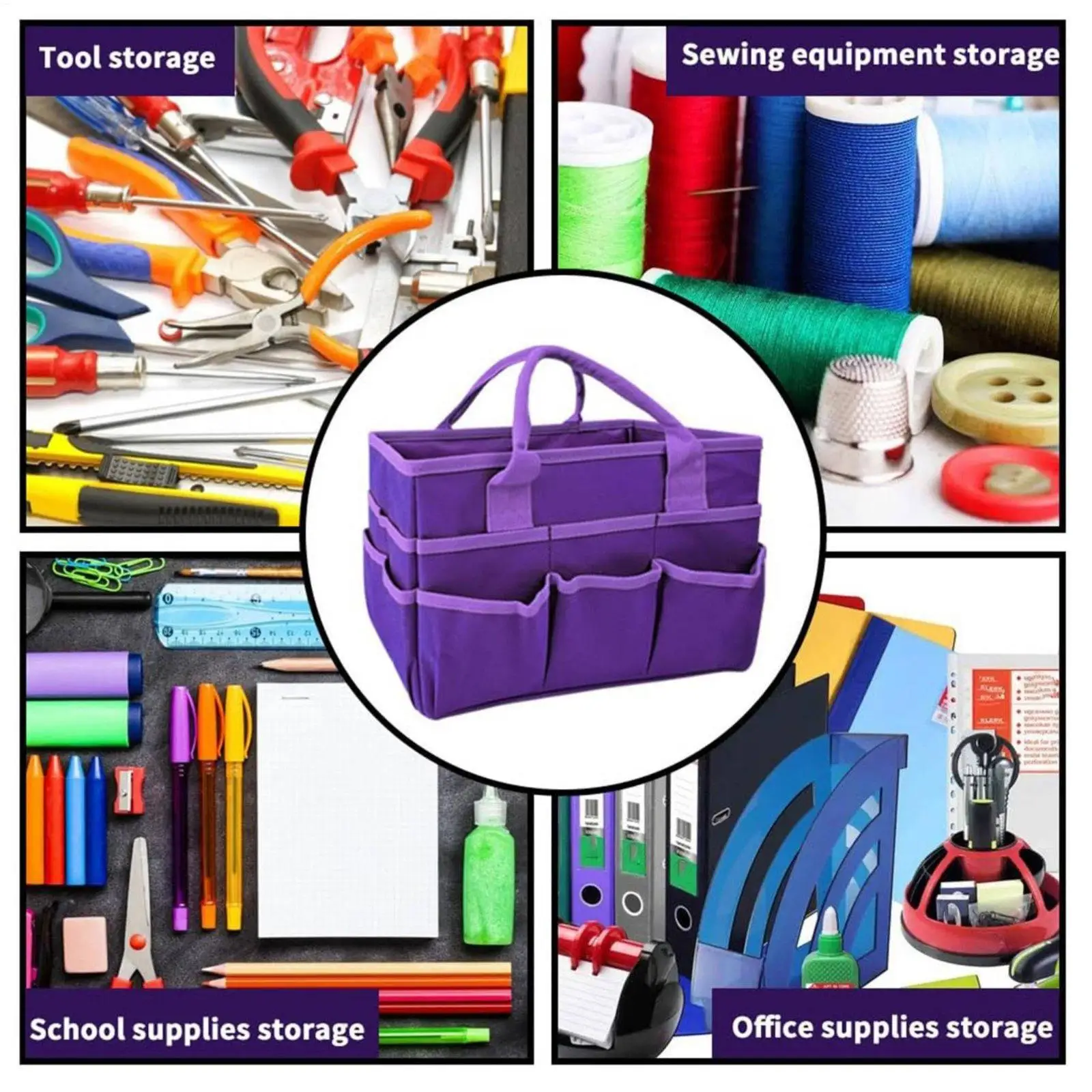 Portable Teacher Bag with 10 Slots Foldable Storage Pouch for Pens Art Supplies Classroom Desk Organizer Box